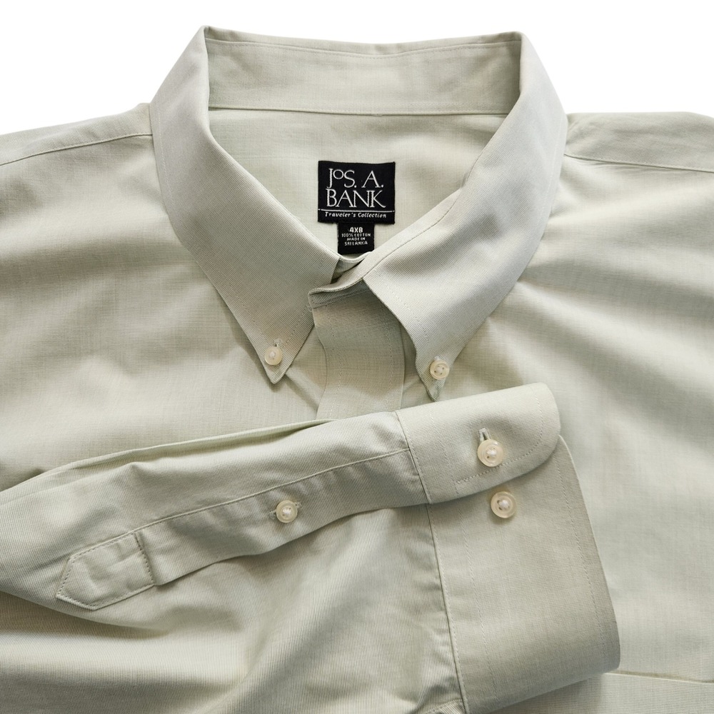 JOS A BANK‎ Travelers Collection Mens 4XB Light Green Button Down Dress Shirt